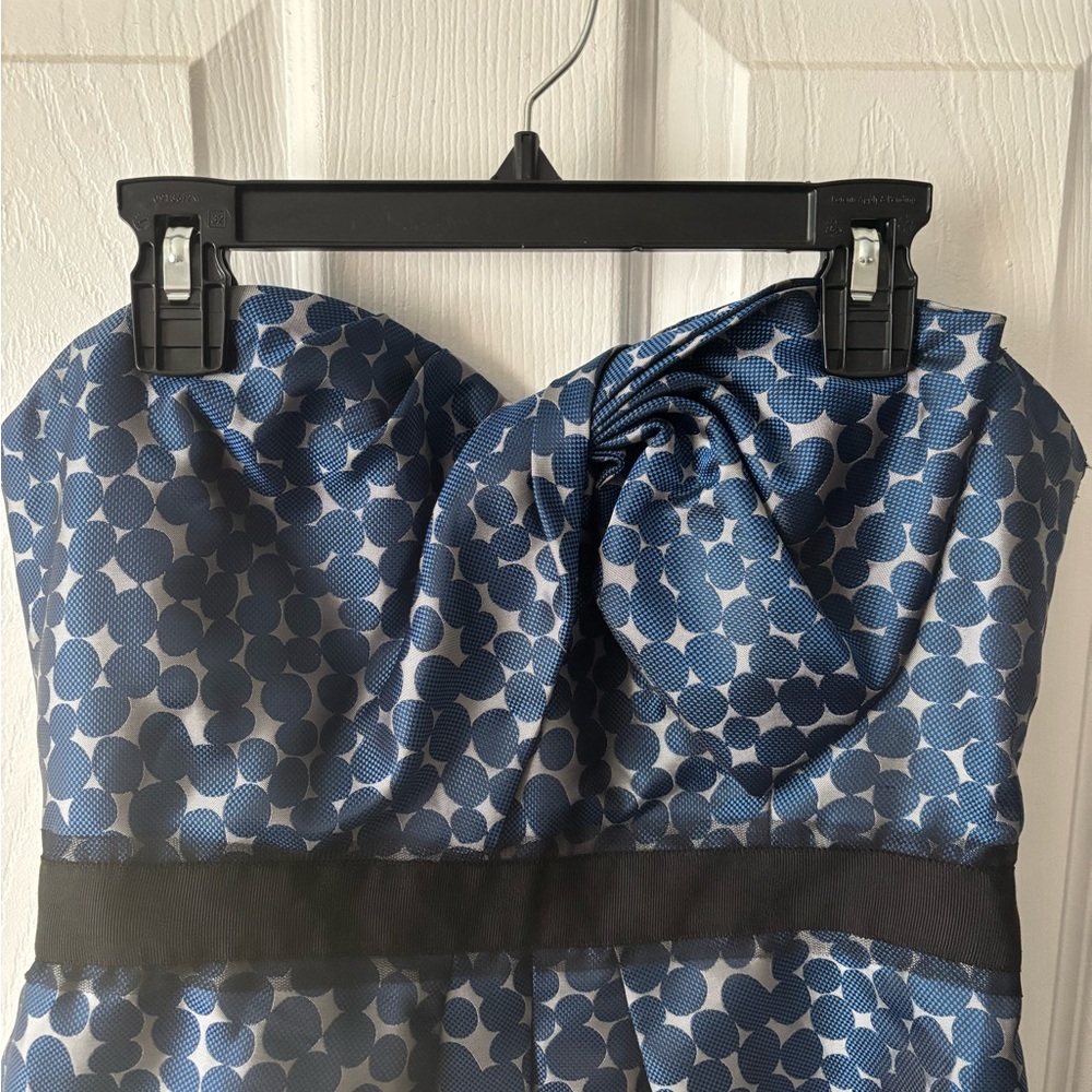 Bcbgmaxazria Blue/Gray Patterned Strapless Dress … - image 2